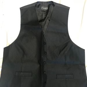 Cardi Black Silk Weave Tuxedo Vest Size Large